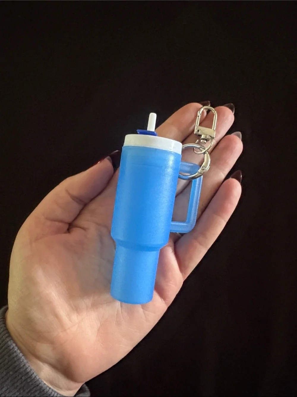 Yellow and Dark Blue Glow In The Dark Mini Tumbler Keychain Bag Charm Set